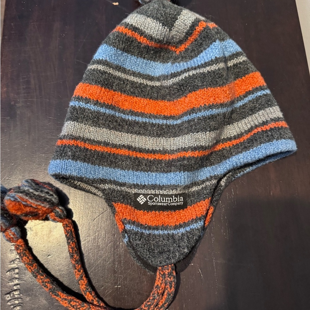Columbia Striped Knit Hat - Gray, Blue, Orange